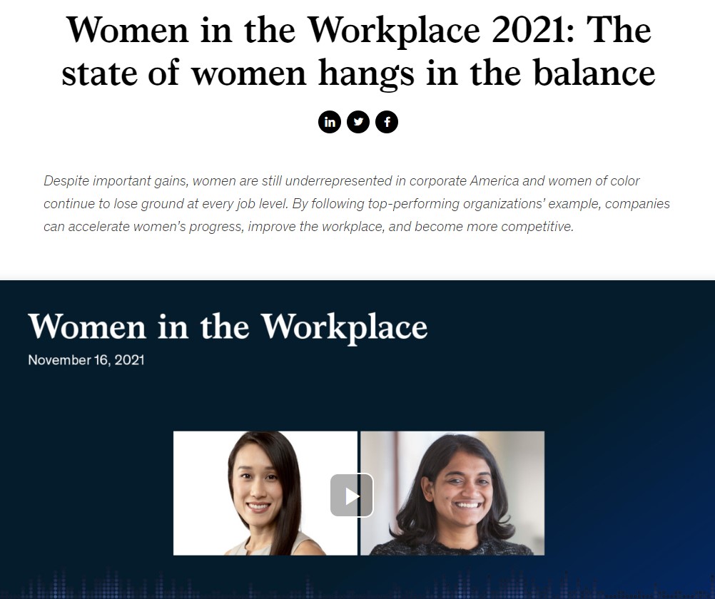 Women in the workplace 2021