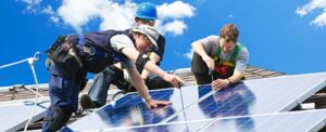 Solar Power Technician installing solar panels